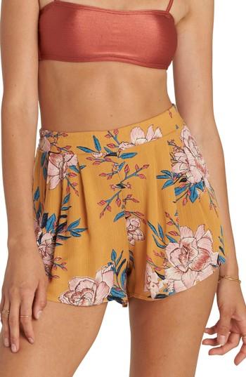 Women's Billabong La Jupe Print High Waist Shorts - Yellow