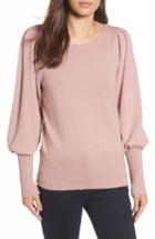 Women's Halogen Bateau Neck Blouson Sleeve Sweater - Pink