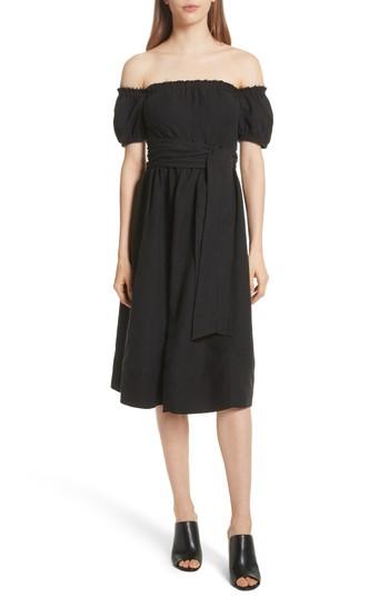 Women's Apiece Apart Lalla Off The Shoulder Linen Blend Dress - Black