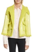 Women's Opening Ceremony Faux Shearling Shrunken Toggle Jacket - Green