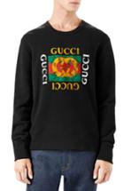 Men's Gucci Logo Print Crewneck Sweatshirt - Black