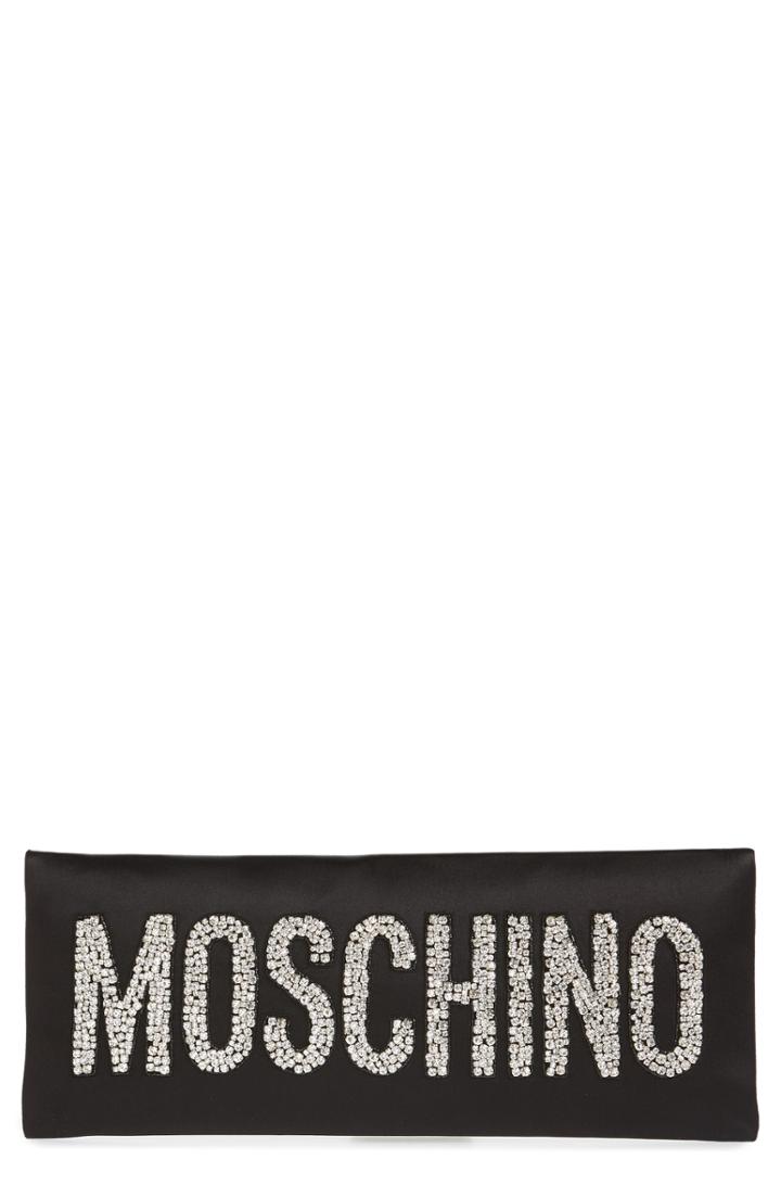 Moschino Crystal Embellished Logo Clutch -