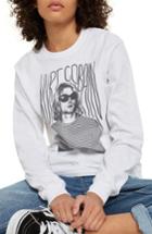 Women's Topshop By And Finally Kurt Cobain Long Sleeve Shirt - White