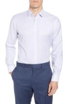 Men's Calibrate Trim Fit Non-iron Stripe Dress Shirt .5 32/33 - Blue