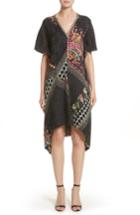 Women's Etro Floral & Polka Dot Print Flutter Dress Us / 40 It - Black