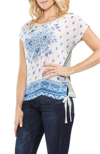 Women's Vince Camuto Side Tie Medallion Print Top - Grey