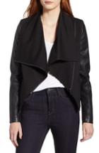 Women's Bagatelle Drape Faux Leather Jersey Jacket - Black