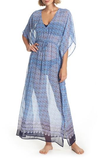 Women's Tommy Bahama Tika Tiles Cover-up Caftan /x-large - Blue