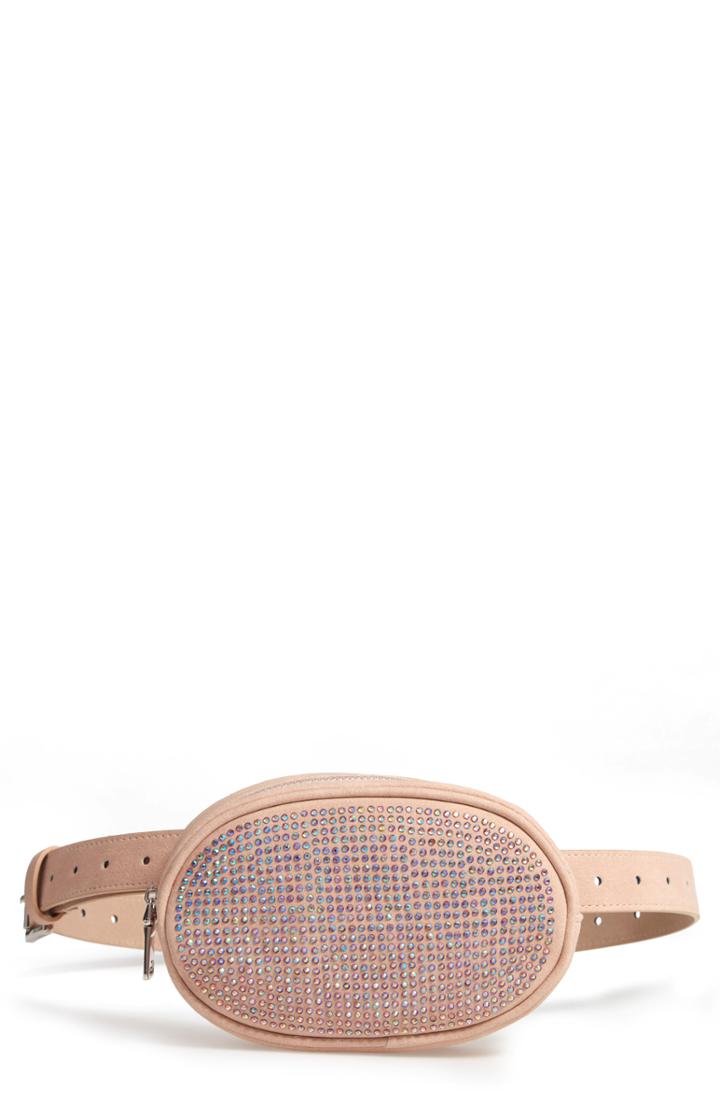 Steve Madden Crystal Faux Suede Belt Bag - Pink