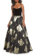 Women's Mac Duggal Velvet & Floral Ballgown - Black