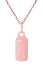 Women's Mini Mini Jewels Diamond Accented Dog Tag Initial Pendant Necklace