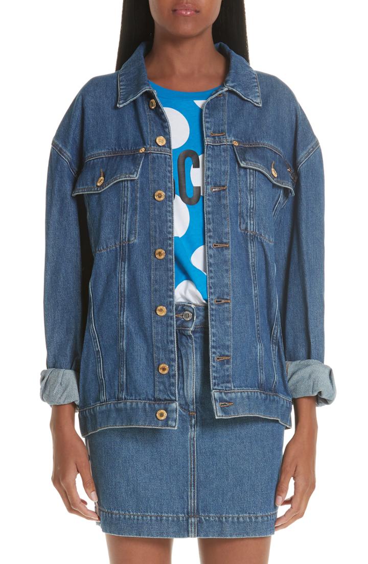 Women's Moschino Sequin Teddy Denim Jacket Us / 42 It - Blue