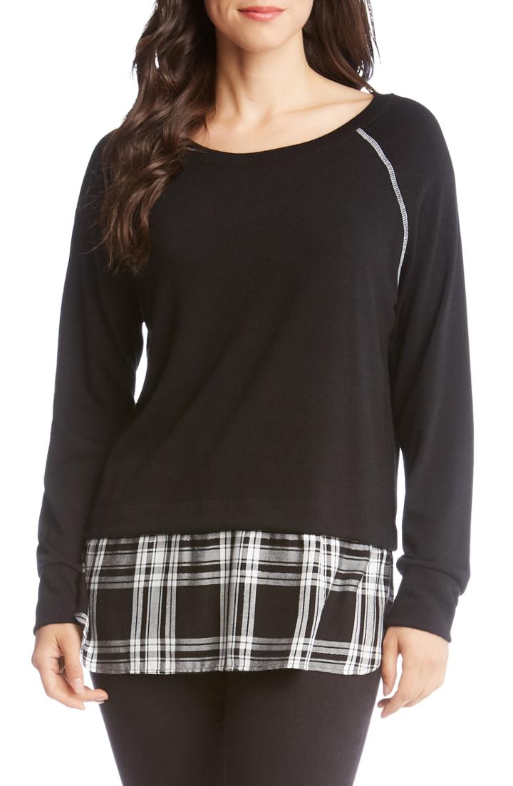 Women's Karen Kane Plaid Hem Sweater - Black