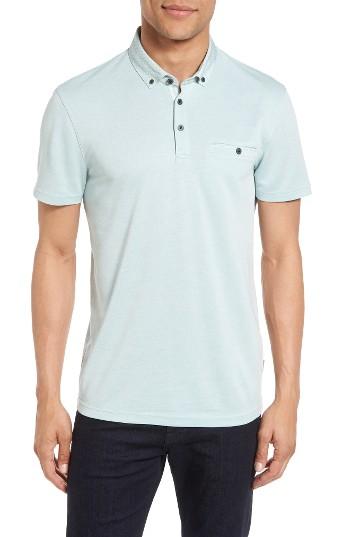 Men's Ted Baker London Woven Collar Polo (m) - Green