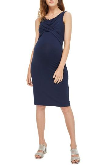 Women's Topshop Convertible Off The Shoulder Maternity/nursing Dress Us (fits Like 0-2) - Blue