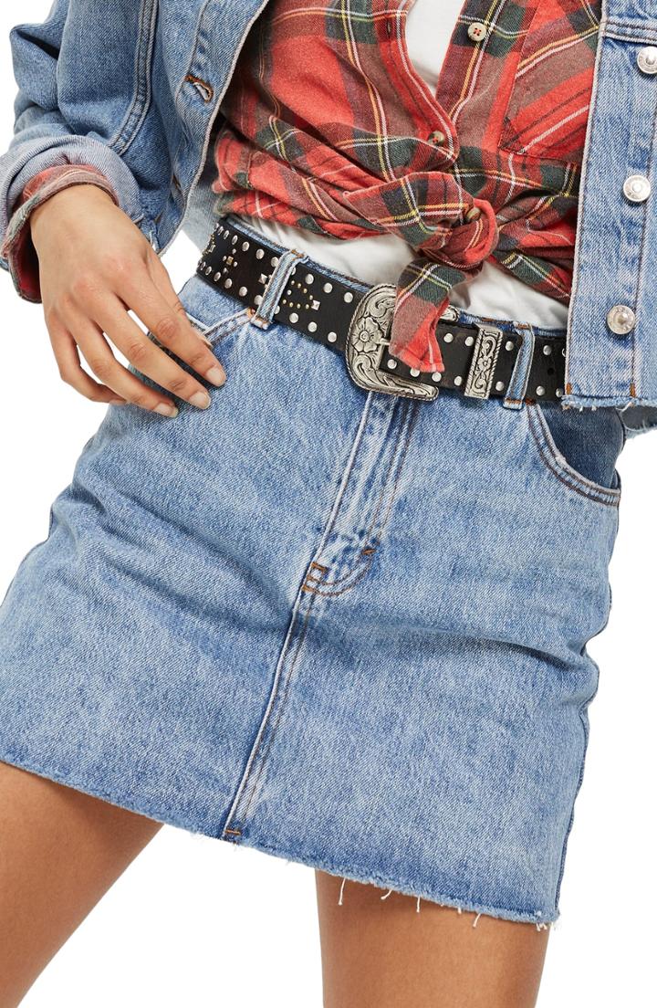 Petite Women's Topshop Moto Denim Miniskirt