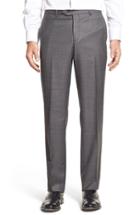 Men's Nordstrom Men's Shop Flat Front Sharkskin Wool Trousers - Grey