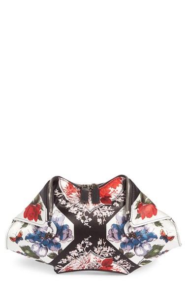Alexander Mcqueen Large De Manta Floral Print Leather Clutch -