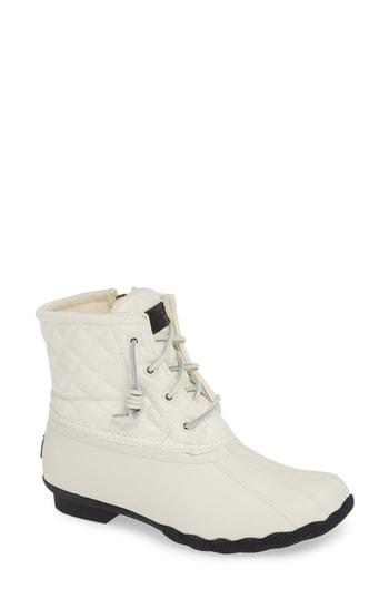 Women's Sperry Quilted Luxe Saltwater Waterproof Bootie M - Ivory