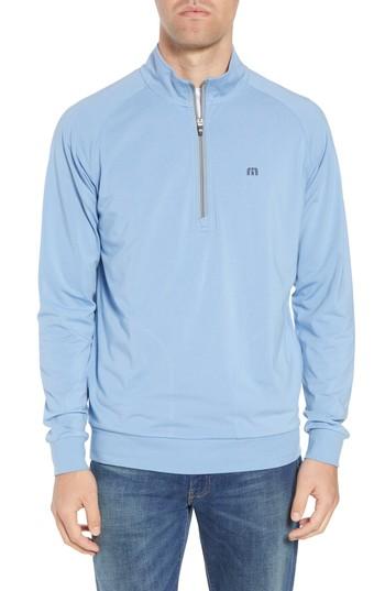 Men's Travis Mathew 'strange Love' Trim Fit Wrinkle Resistant Quarter Zip Jacket, Size - Blue