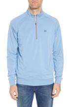 Men's Travis Mathew 'strange Love' Trim Fit Wrinkle Resistant Quarter Zip Jacket, Size - Blue