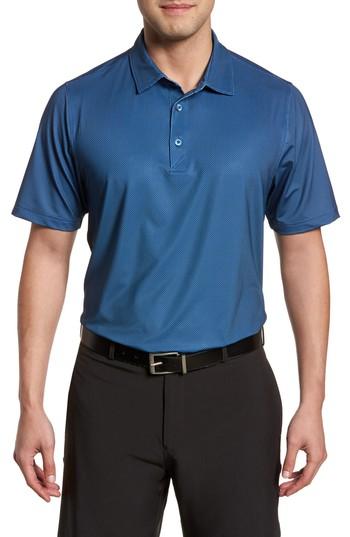 Men's Cutter & Buck Harbor Print Drytec Moisture Wicking Polo, Size - Blue