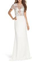 Women's Tadashi Shoji Floral Mesh Top Trumpet Gown