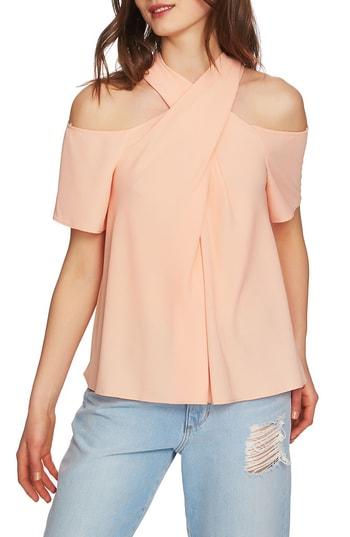 Women's 1.state Cross Neck Cold Shoulder Top