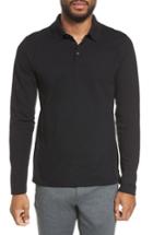 Men's Boss Pleins Slim Fit Long Sleeve Polo, Size - Black