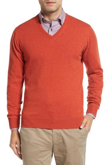 Men's David Donahue Cashmere V-neck Sweater