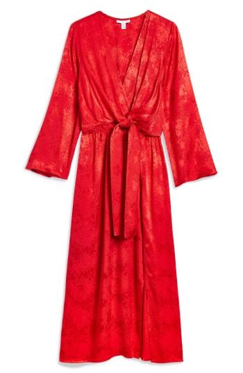 Women's Topshop Snake Effect Knot Midi Dress Us (fits Like 0) - Red