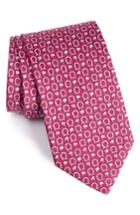 Men's Salvatore Ferragamo Gancini & Flag Print Silk Tie, Size - Purple