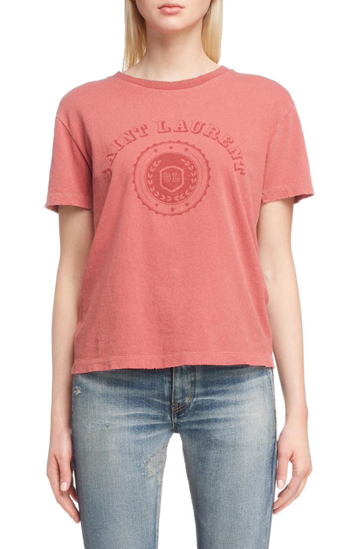 Women's Saint Laurent University Graphic Tee - Red