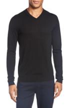 Men's Ted Baker London 'cashguy' Trim Fit V-neck Sweater (s) - Black
