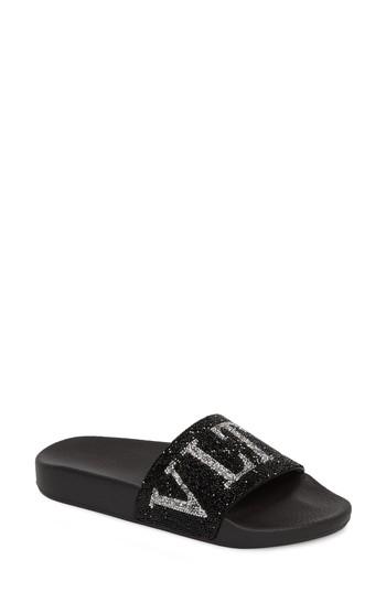 Women's Valentino Crystal Logo Slide Sandal Us / 38eu - White