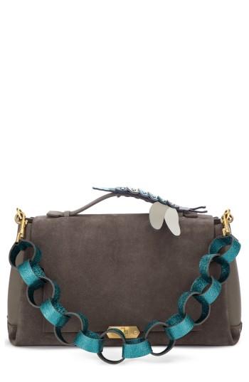 Anya Hindmarch Bathurst Dragonfly Detail Leather & Suede Satchel - Grey