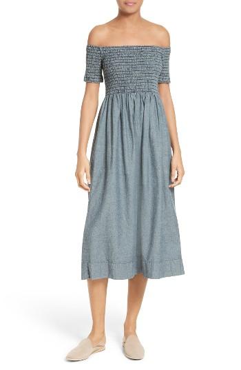 Women's The Great. The Carnival Off The Shoulder Dress - Blue