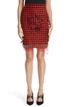 Women's Dilara Findikoglu Prime Minister Houndstooth Wool Skirt - Red
