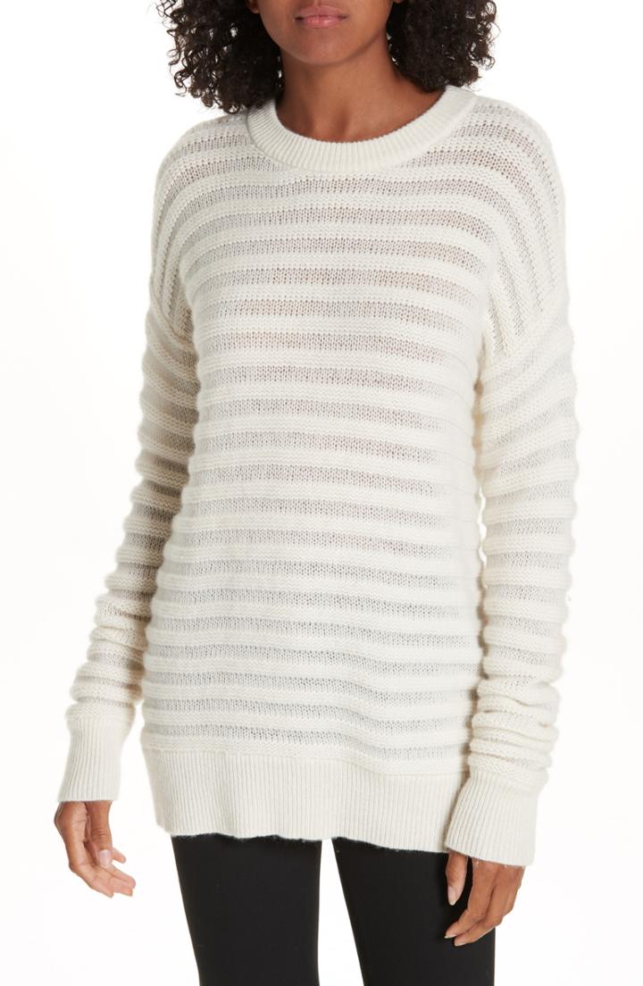 Women's Theory Novelty Stripe Cashmere Sweater, Size - Ivory