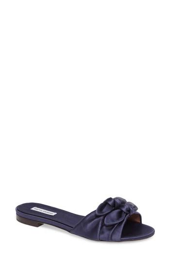 Women's Tabitha Simmons Cleo Knotted Bow Slide Sandal .5us / 36.5eu - Blue