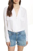 Women's Frame Pocket Silk Blouse - White