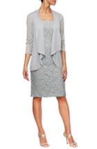 Women's Alex Evenings Sequin Sheath Dress With Jacket - Blue