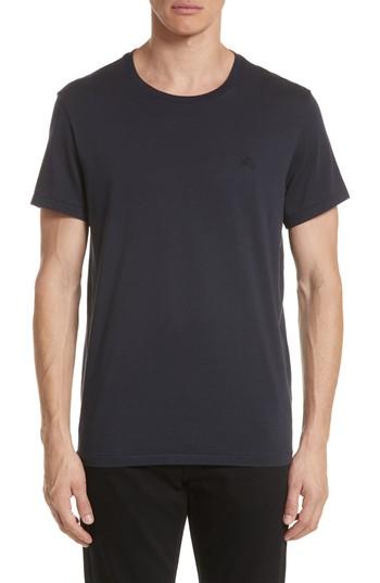 Men's Burberry Logo Embroidered Crewneck T-shirt - Blue