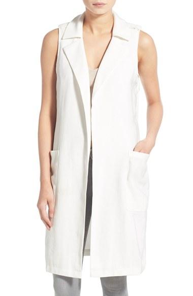 Women's Trouve Long Trench Vest, Size - White