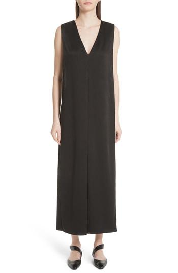 Women's Rosetta Getty Crepe Back Satin Dress - Black