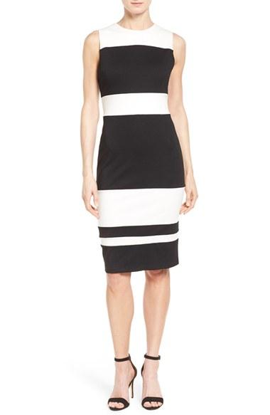 Women's Matty M Colorblock Stripe Ponte Sheath Dress