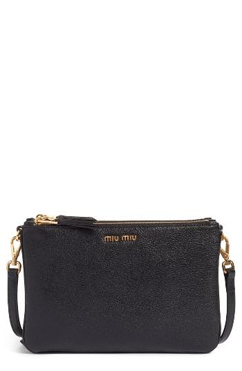 Miu Miu Madras Leather Crossbody Bag - Black