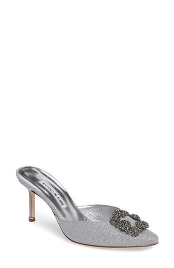 Women's Manolo Blahnik Hangisi Jeweled Mule .5us / 35.5eu - Metallic