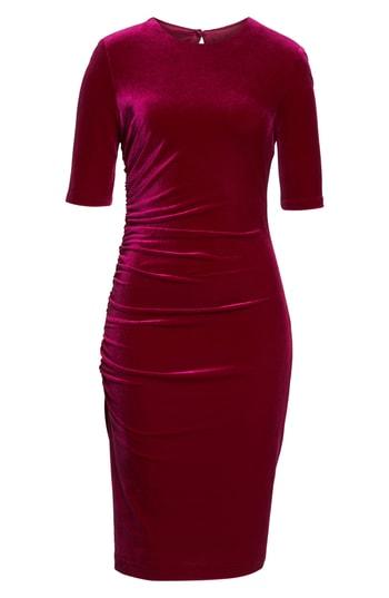 Women's Vince Camuto Elbow Sleeve Velvet Sheath Dress - Pink