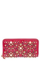 Women's Christian Louboutin Panettone Spiked Patent Leather Wallet - Pink